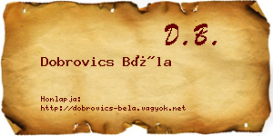Dobrovics Béla névjegykártya